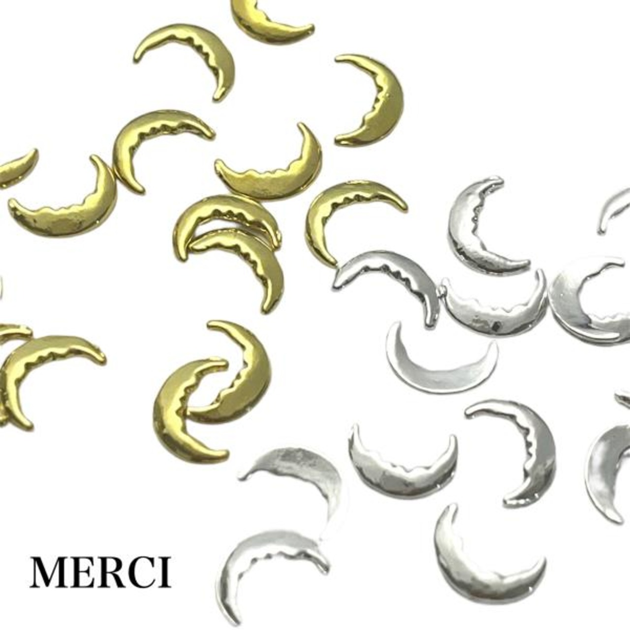 【2個】ムーンスタッドネイルパーツ/月