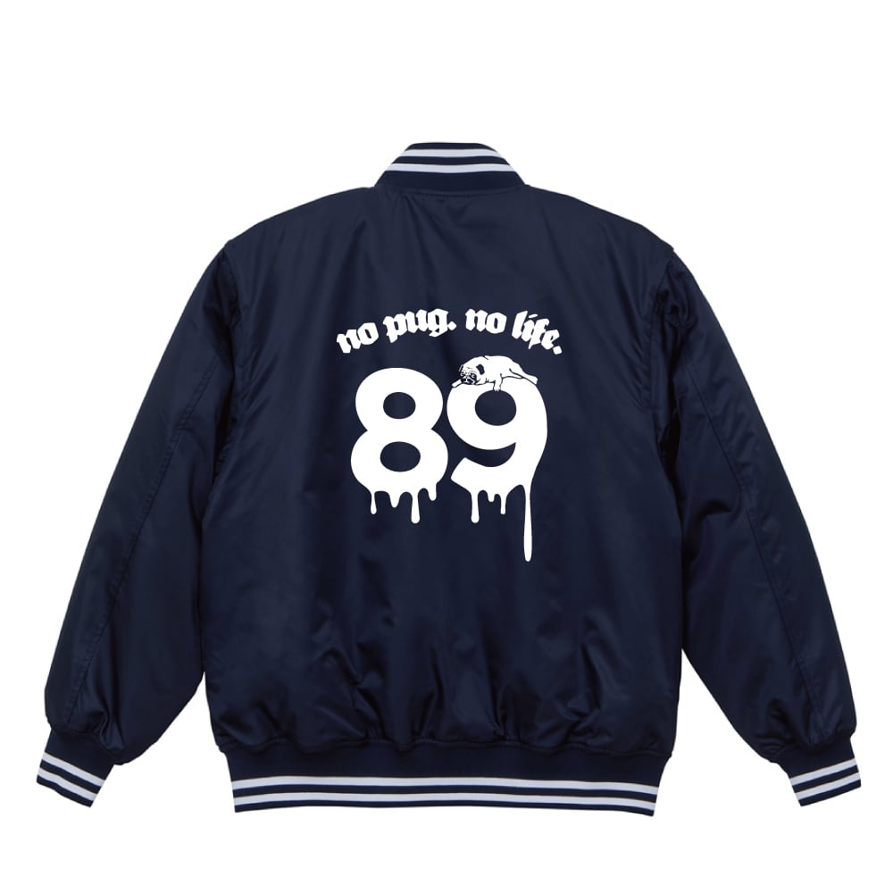 No89スタジアムジャンパー（中綿入）【ネイビー／ライン入り】