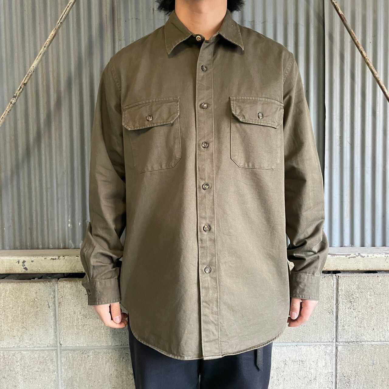 90年代 OLD GAP オールドギャップ 無地 マチ付き コットン 長袖シャツ 