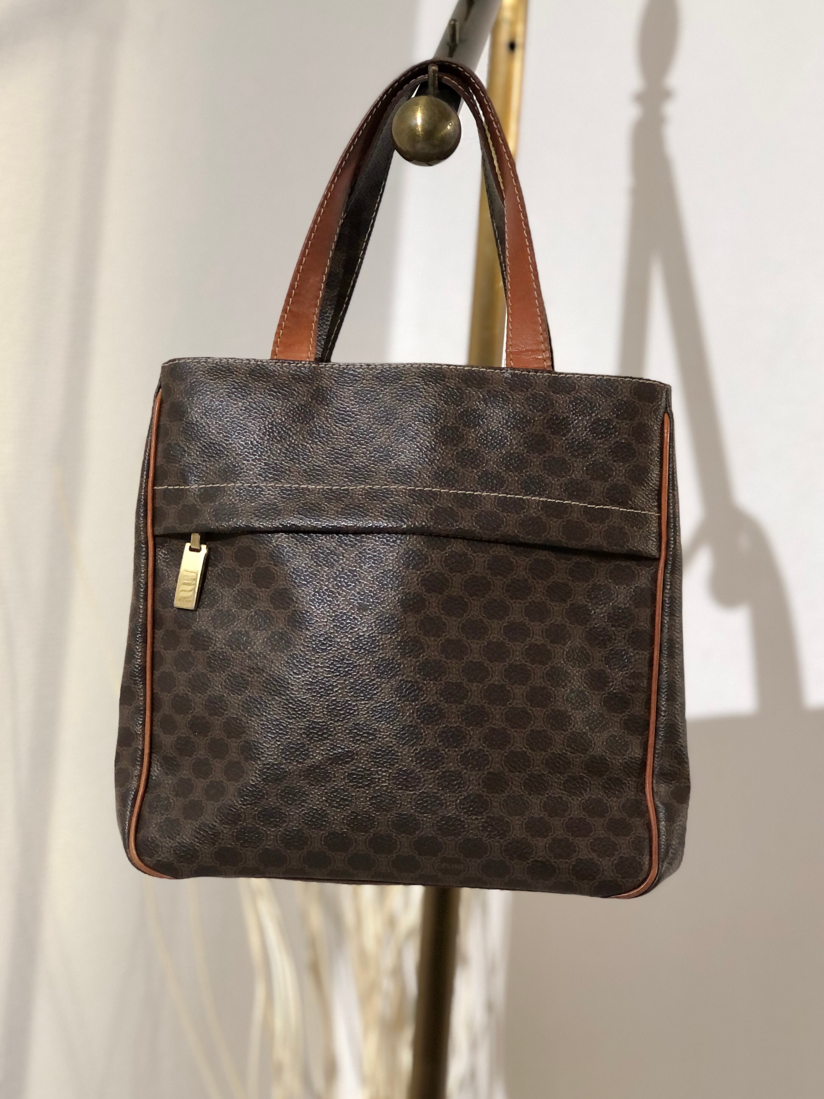 CELINE セリーヌ マカダム PVC レザー フロントファスナー スクエア