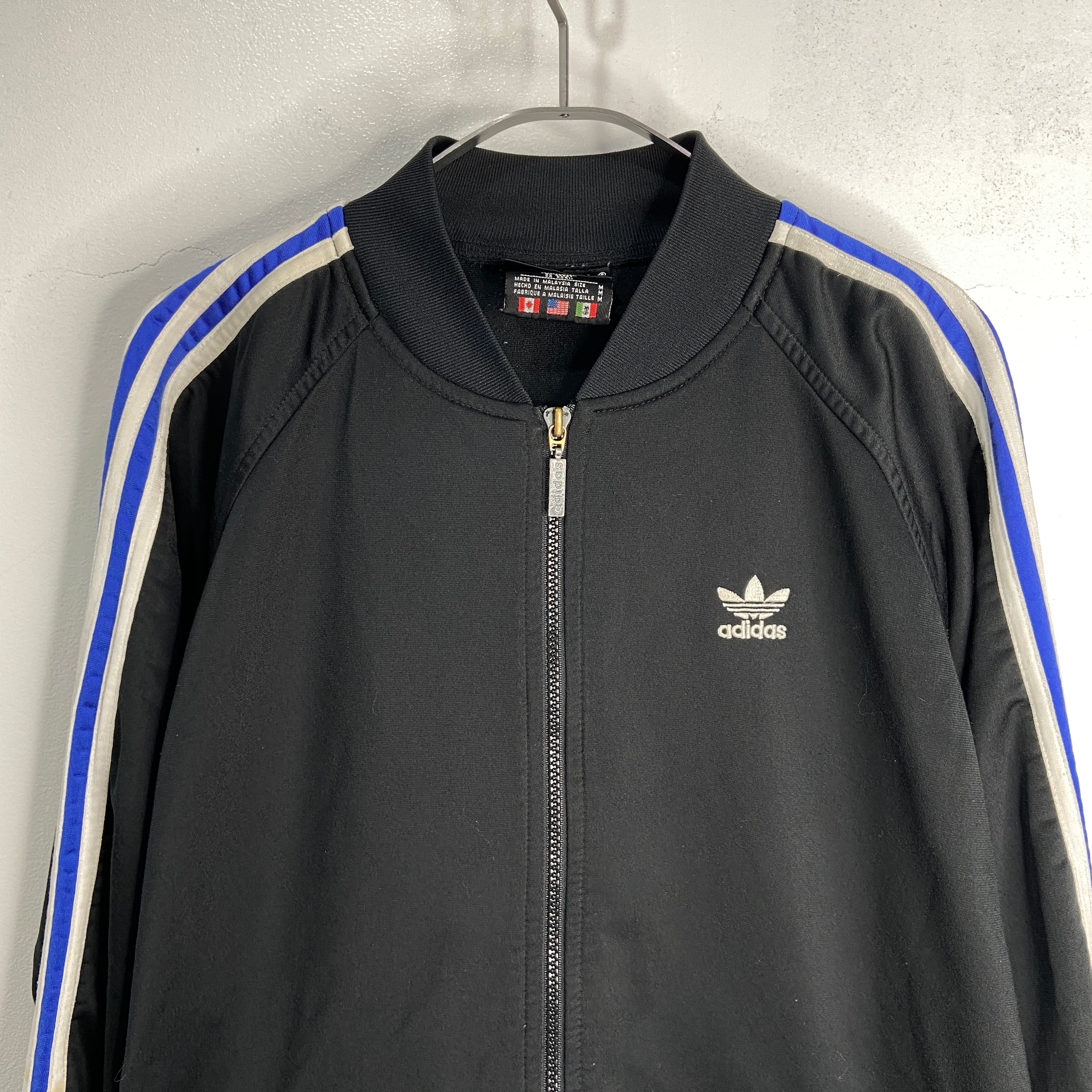 送料無料』80s adidas 万国旗タグ トラックジャケット ブラック M 黒 