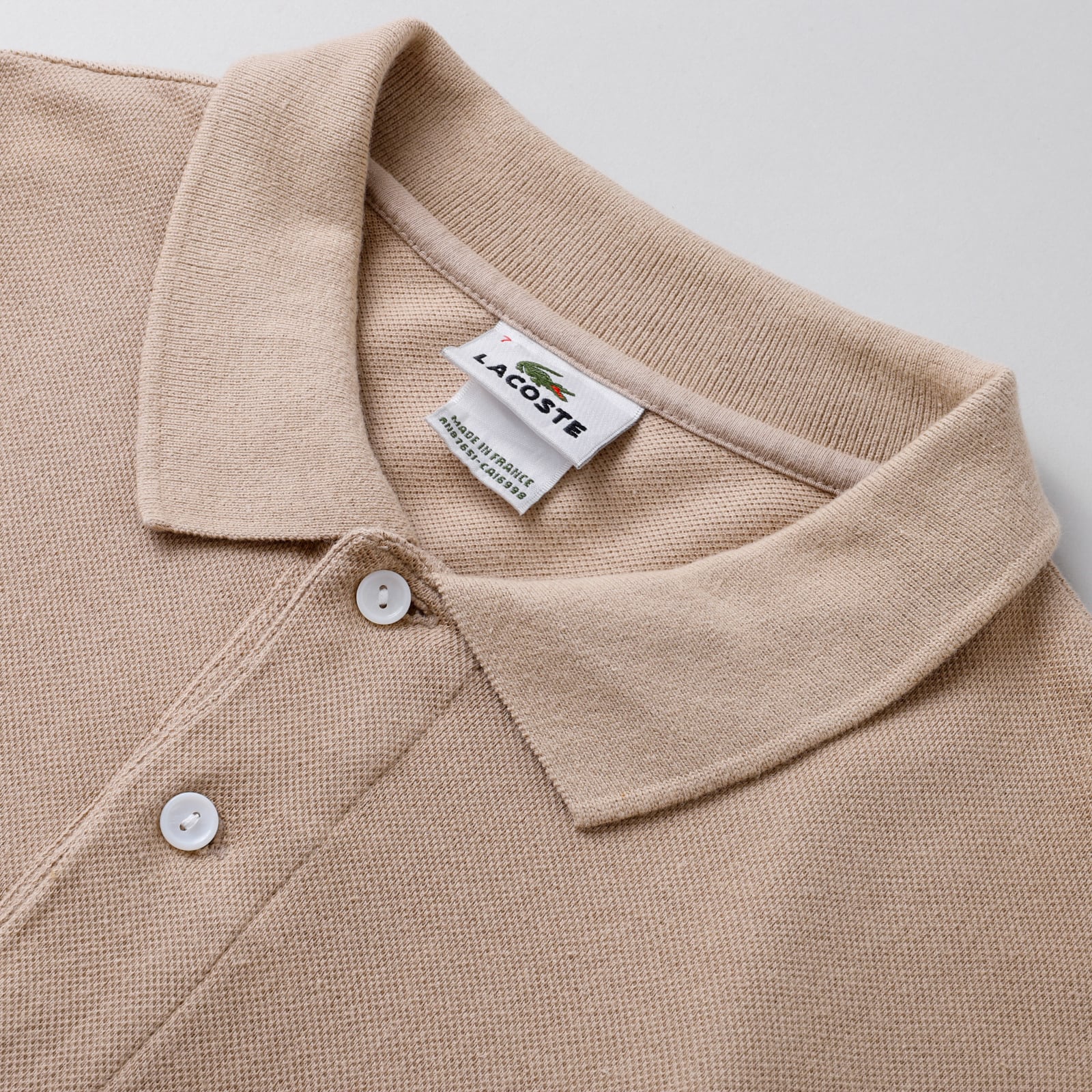美品】Vintage LACOSTE made in France long sleeve polo shirt beige