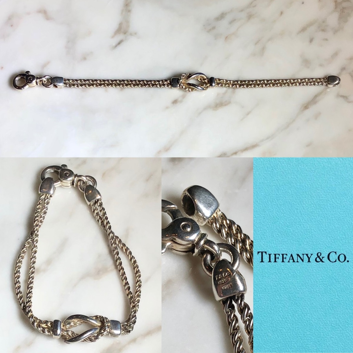 vintage TIFFANY silver double rope chain knot bracelet | NOIR ONLINE