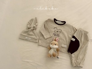 【valu bebe】格子チェックベアT brown check 60〜90cm【240201va】