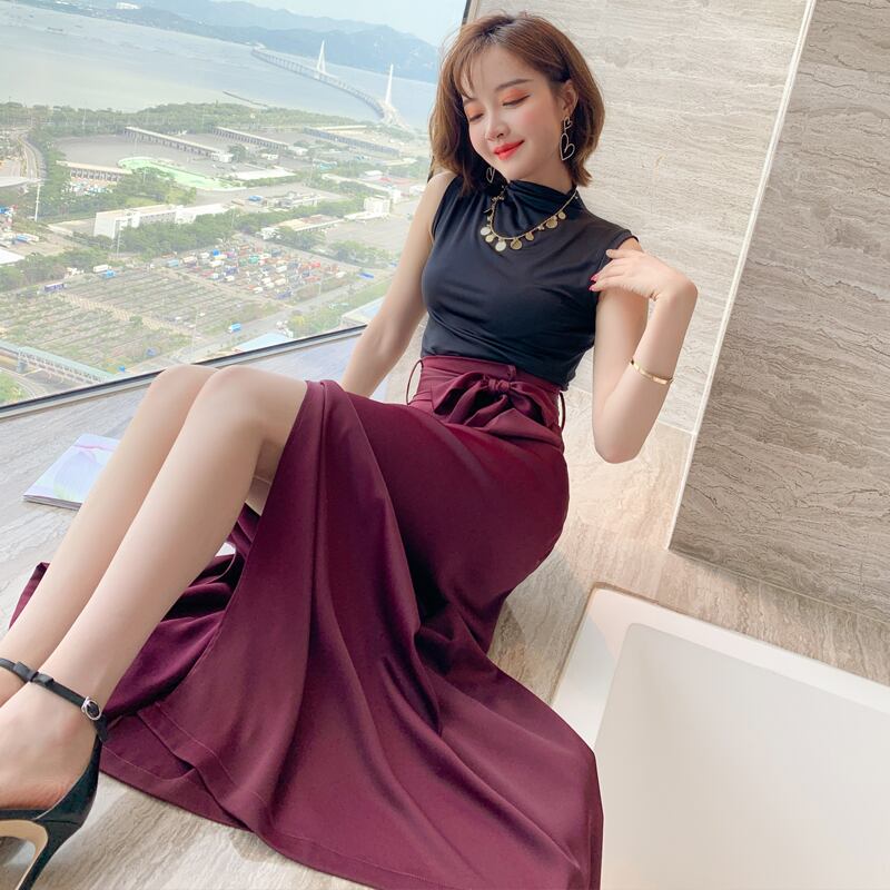 ノースリーブスリムトップス ワイドレッグセット スプリング 春物 サマー 夏物 ワイドパンツ MIUCO73052881810