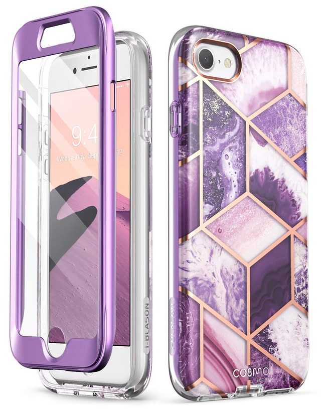 i-Blason iPhone SE (第3世代) ケース 2022 / iPhone SE [第2世代] / iPhone 8 / iPhone7 ケース 2020 新型 二重構造 バンパー 液晶内置フィルム付き 全面保護 綺麗なデザイン [Cosmo Series]