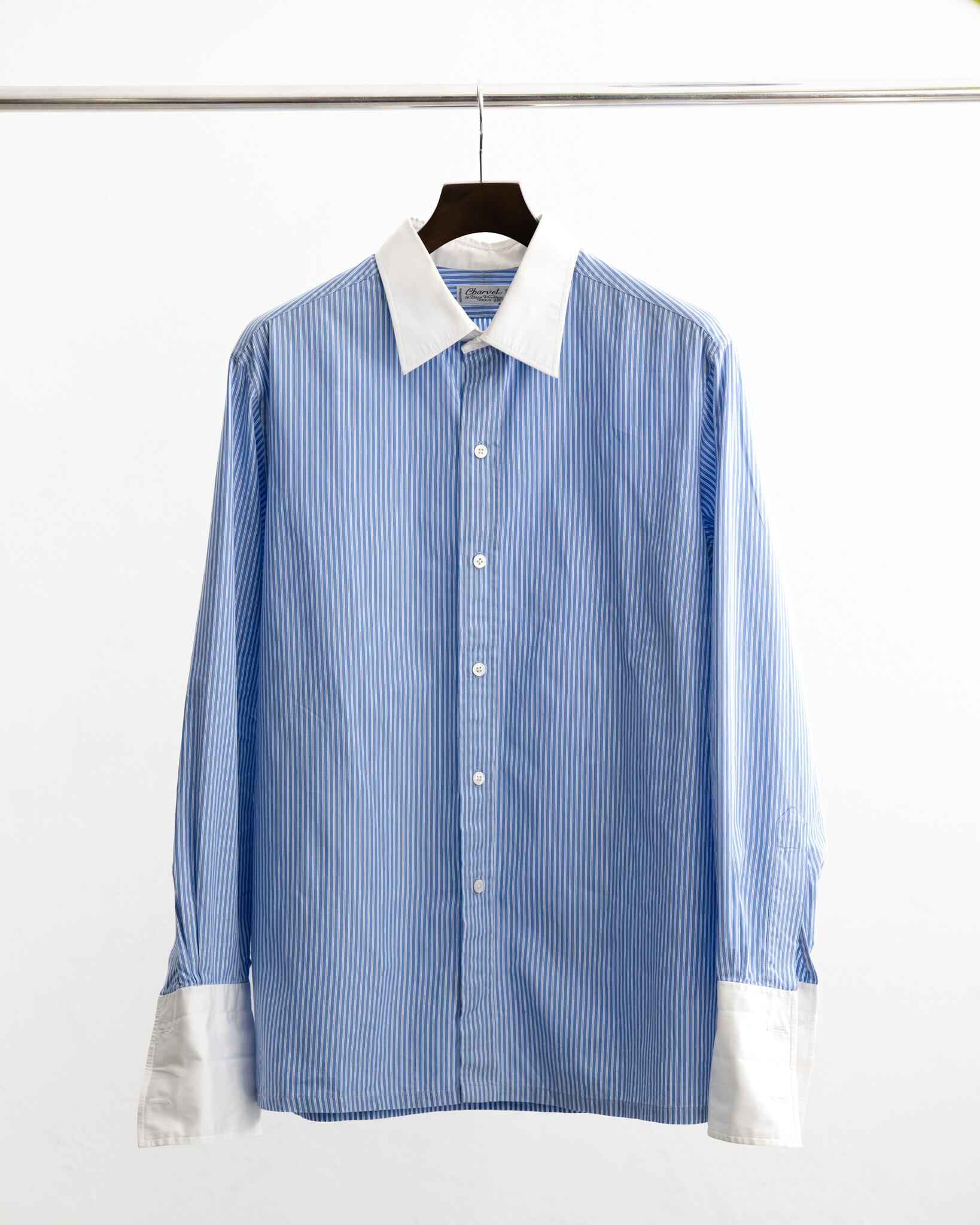 80's~] Charvet French Cuffs Stripe Cotton Shirt – Dead Stock