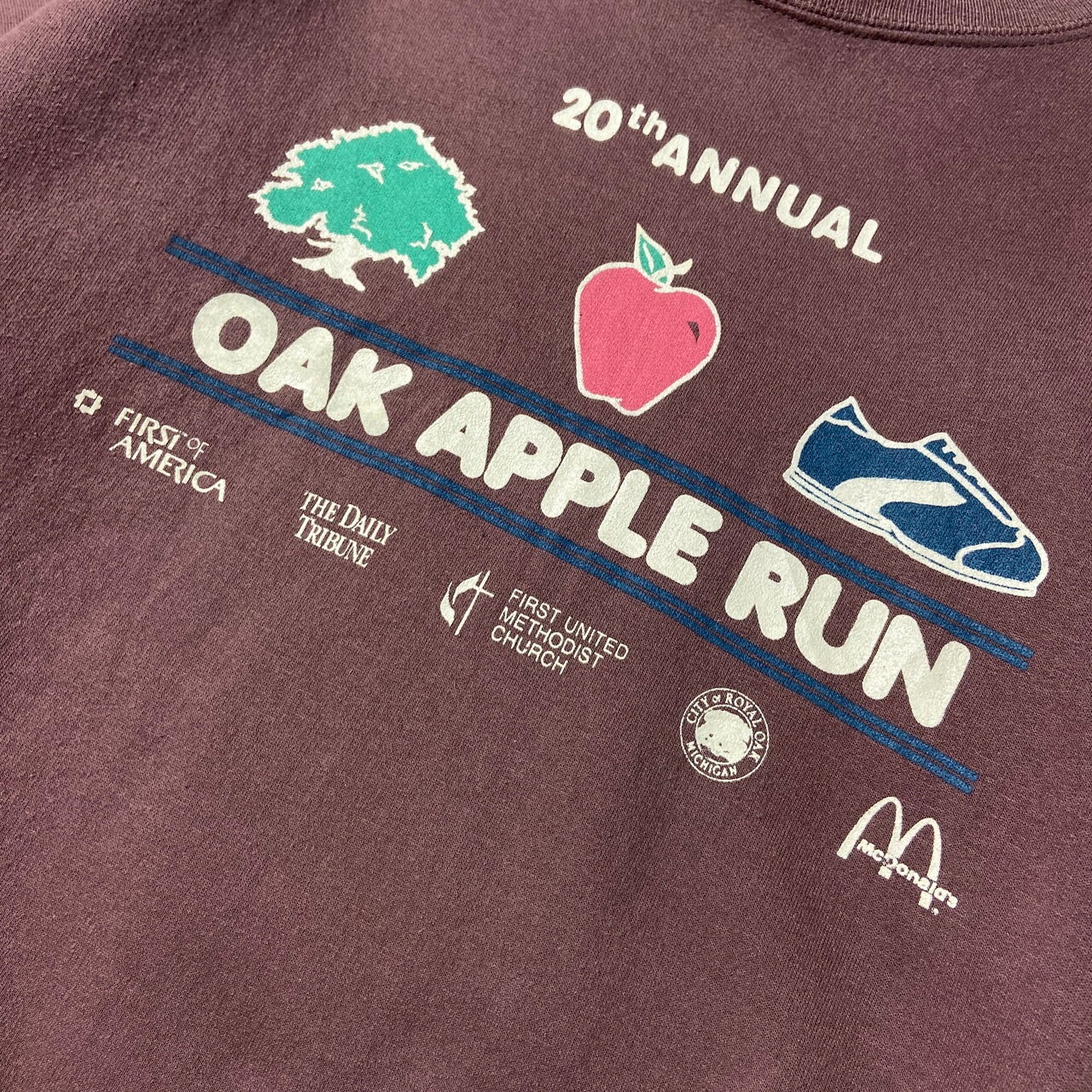 90年代 OAK APPLE RUN プリントスウェット ランイベント 企業ロゴ 
