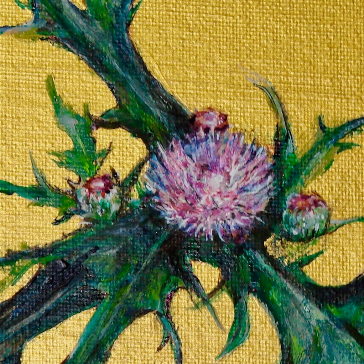 絵画 の花の 薊（アザミ） 原画｜額入り・ラッピング無料（アート作品／絵画／花の