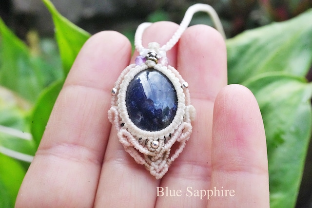 ★ブルーサファイア　マクラメネックレス2594