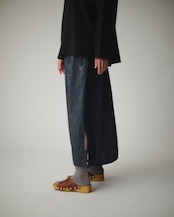 【suie】Bamboo linen skirt/バンブーリネンスリットスカート(ネイビー)
