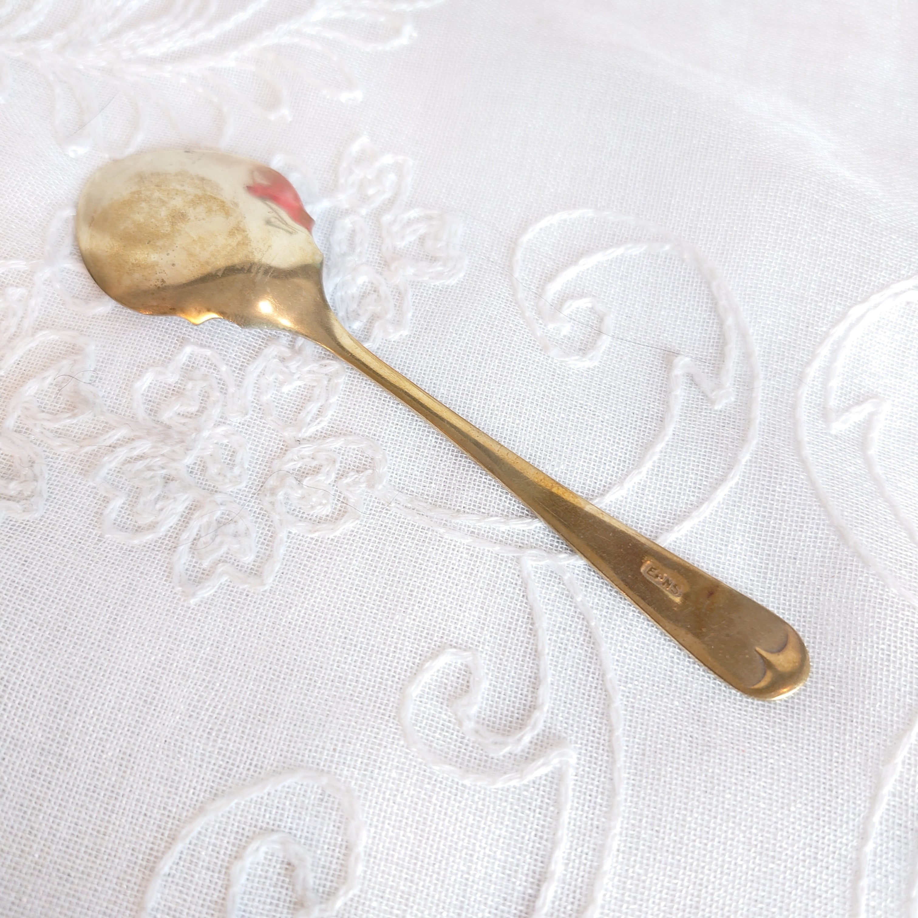 クランベリーガラス ジャムディッシュ シルバーフレーム付 イギリス