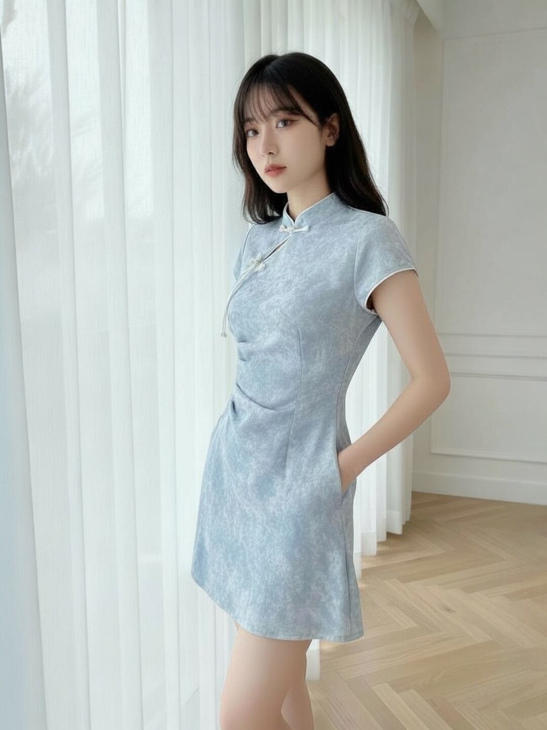 モダンチャイナ風ミニワンピースV05060