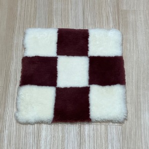 【サンプル品★1点限り】短毛裏地なしクッション ホワイト×ローズ　40×40cm　