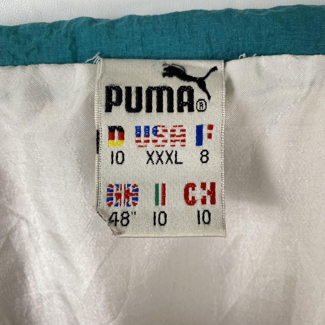 80s PUMA マルチカラー ロゴ刺繍 ナイロンジャケット 白赤青緑 3XL