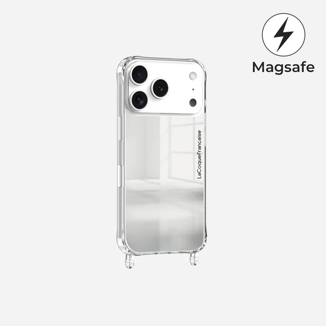 Coque Anneaux Miroir Argent ラコックフランセーズ　ストラップホール付き Magsafe対応 マグセーフ対応