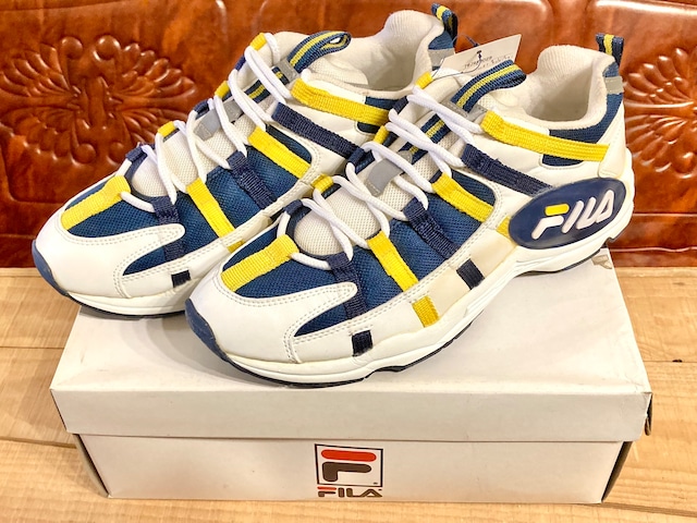 FILA（フィラ）GRAND RUNNER 4（グランドランナー）白/紺/黄 9.5 27.5cm 90s 234