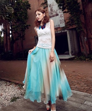 ★送料無料★Ｌ☆原宿系シフォンロングスカ−ト (SKN9176)