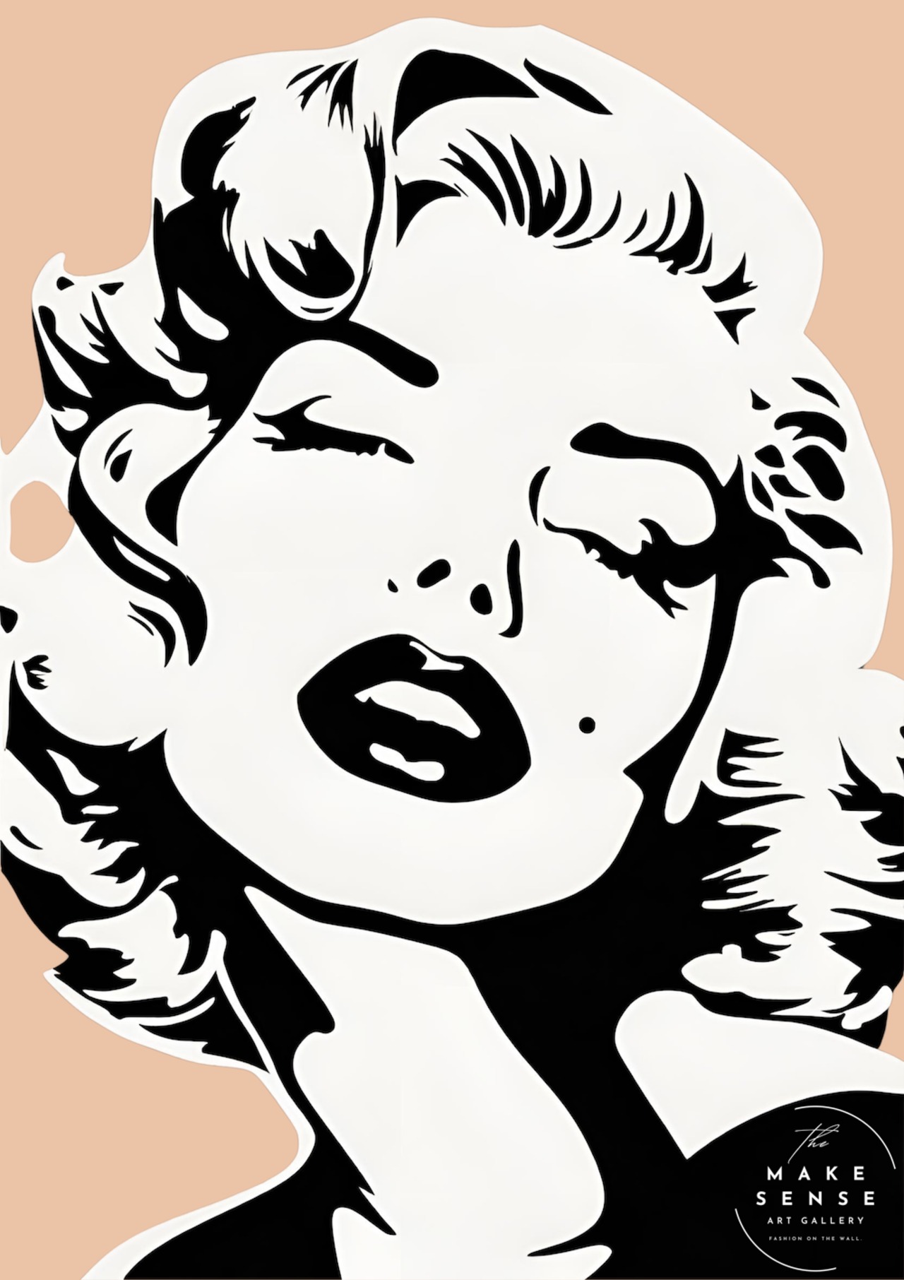 Monroe Love｜ピーチカラーが映えるモダンポップアートポスター｜上品で柔らかな印象を添えるおしゃれインテリアA3ポスター