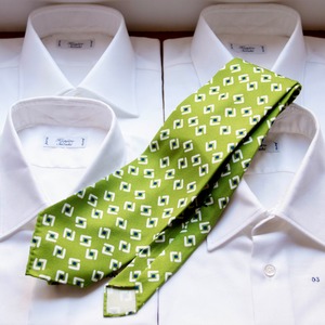 Printed tie Five Folds green　5140-20