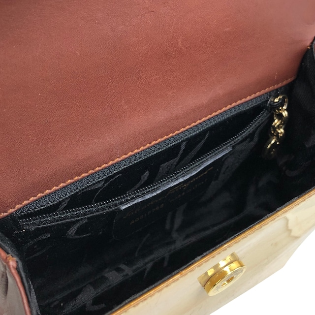 Salvatore Ferragamo サルヴァトーレ フェラガモ ショルダーバッグ ベージュ ロゴ ウッド vintage ヴィンテージ オールド psn4ab