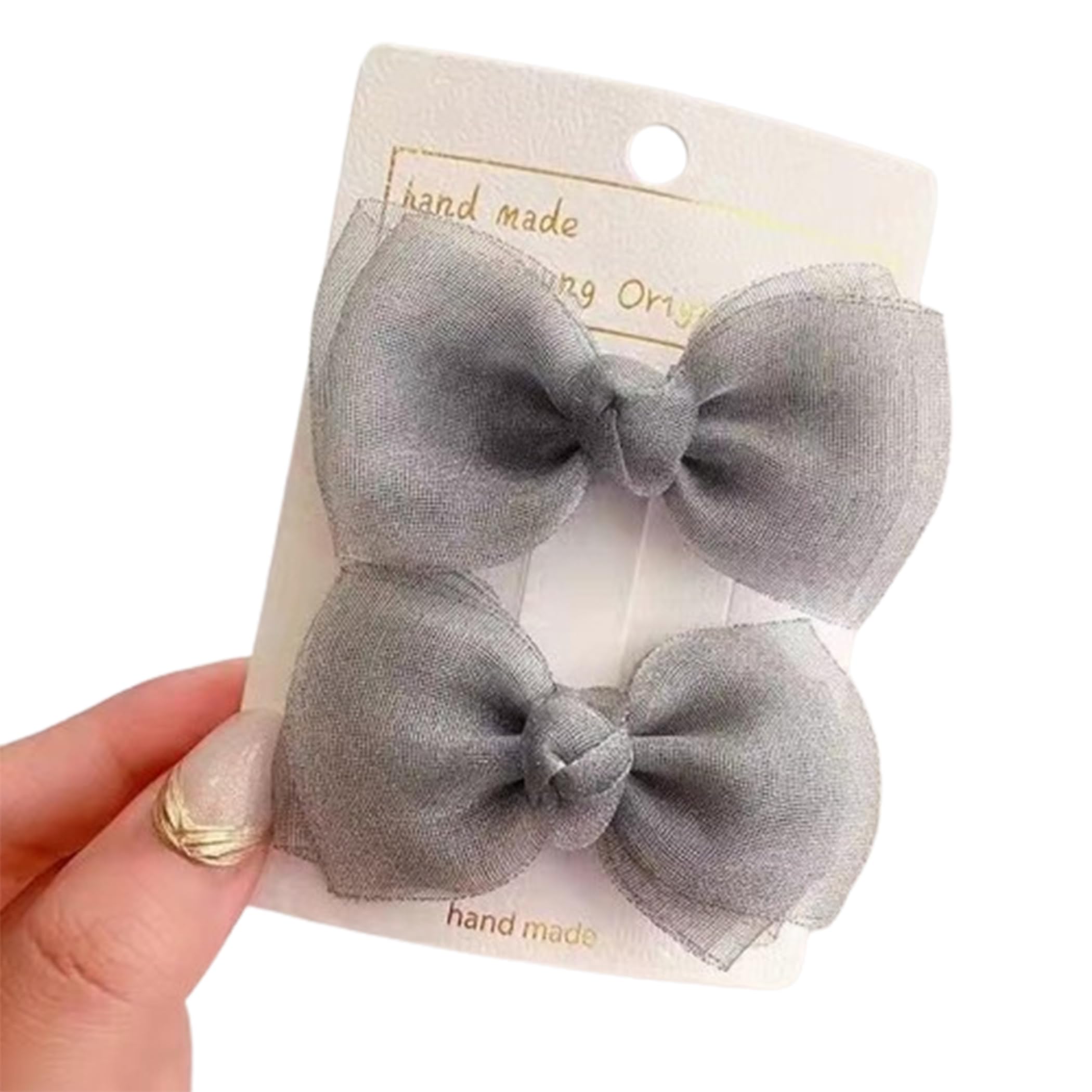 【特価処分】GFun 髪飾り リボン 灰色 小さめ 子供 2個セット クリップ ヘアアクセサリー バレッタ 袴 卒園式 結婚式 発表会 浴衣 洋服