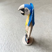 フォークアート 仮面の人形 インコ 青