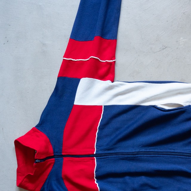 "ACTIVE WEAR" '90s vintage Multi color sweat zip top