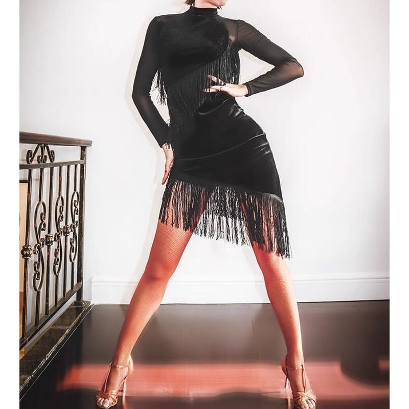 ベルベット タッセルデザインワンピース ds0358