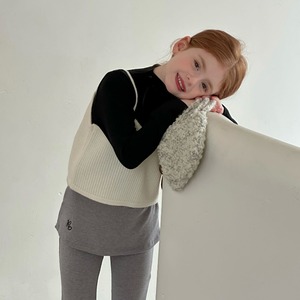 秋リボン付きハイネックTシャツ