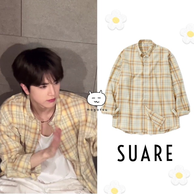 ★THE BOYZ ヨンフン 着用！！【SUARE】STUPID CHECK SHIRT YELLOW