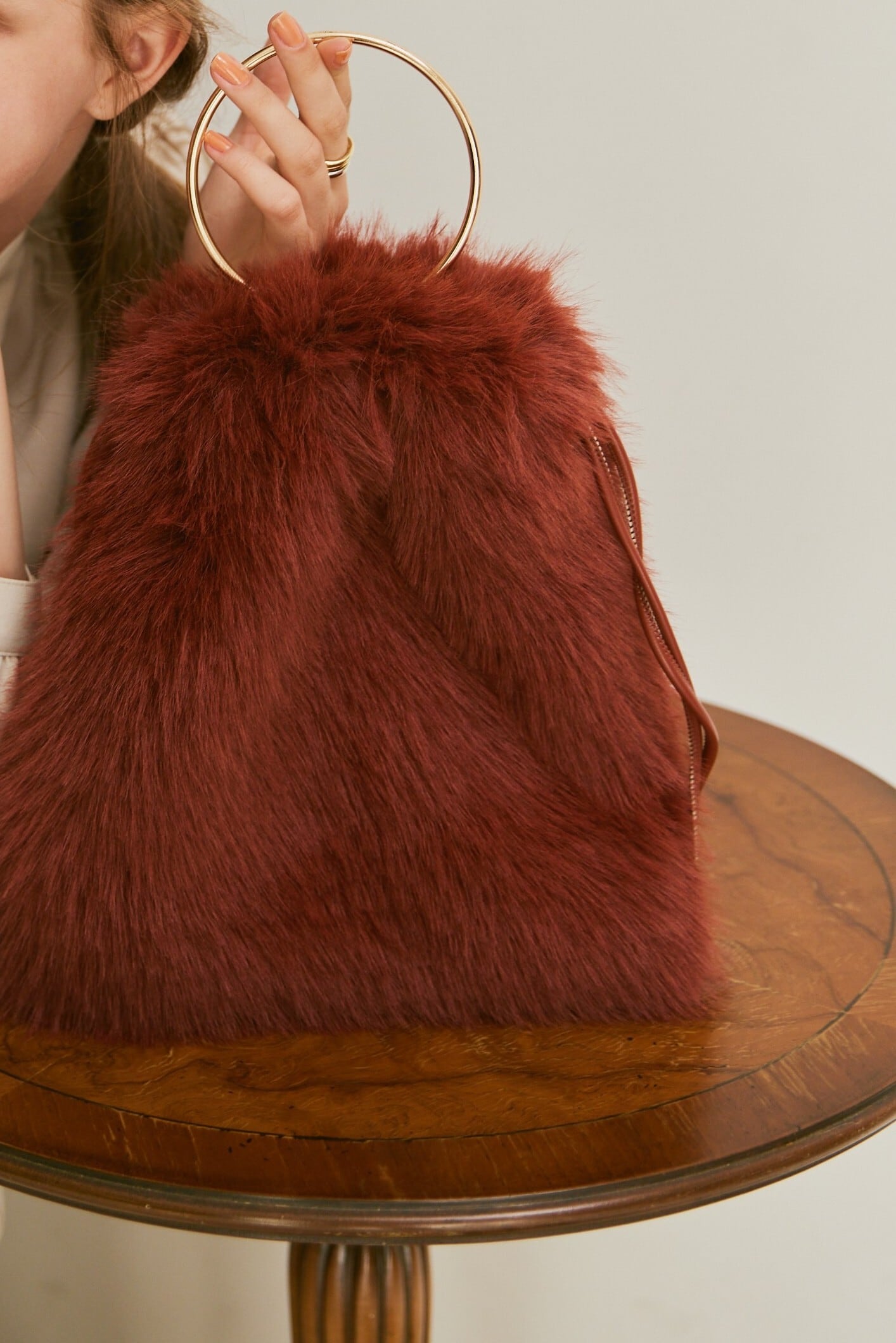 Ring fur bag APRICOT
