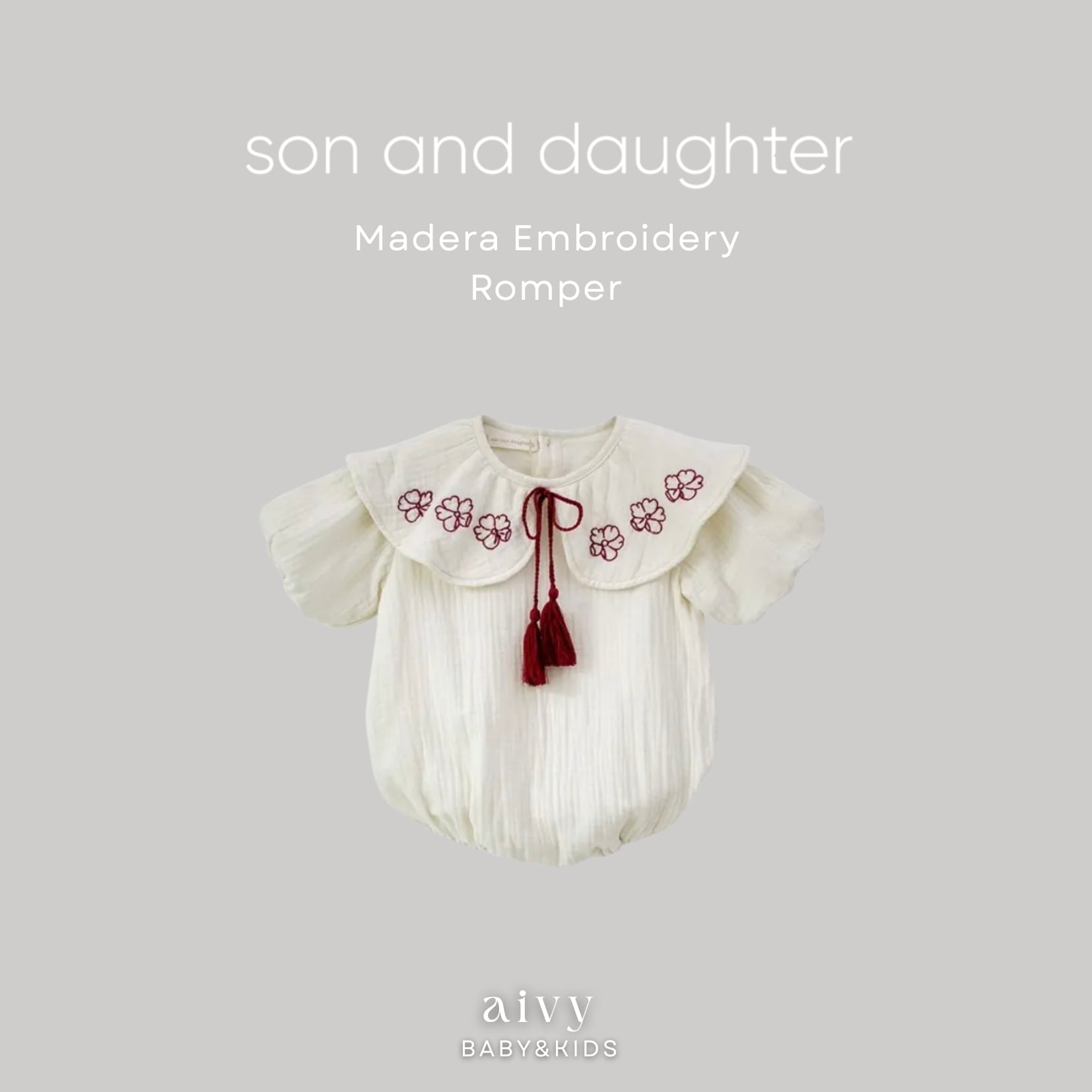 【即納/送料無料】son and daughter / Madera Embroidery Romper