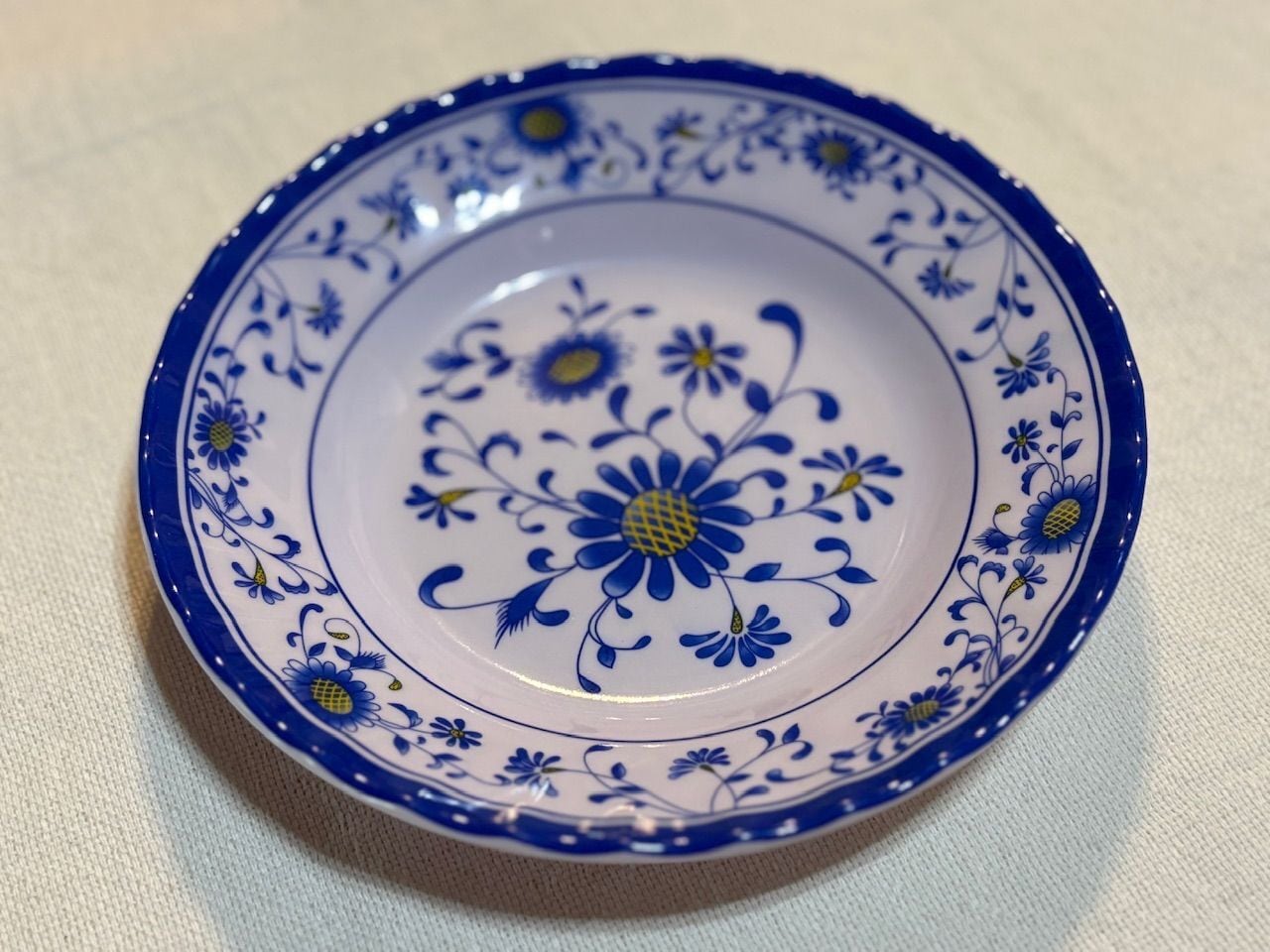 【メラミン青花 リム平皿 ⑧】