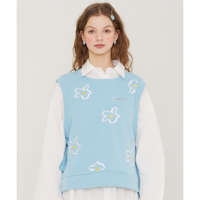 [LUV IS TRUE] SZ STRING KNIT VEST(SKY BLUE) 正規品 韓国 ブランド TOP ベスト