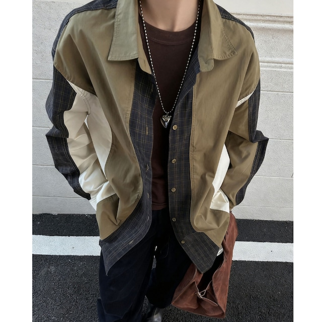 patchwork oversized shirt 10963