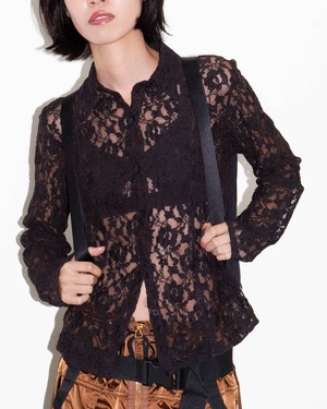 1990s Euro Vintage - floral lace shirt