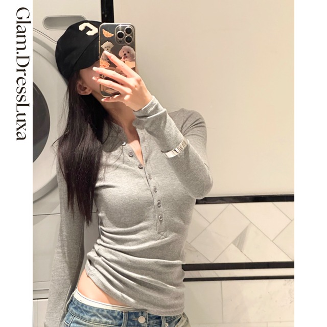 Rib Henley Neck Top/3color_T1633