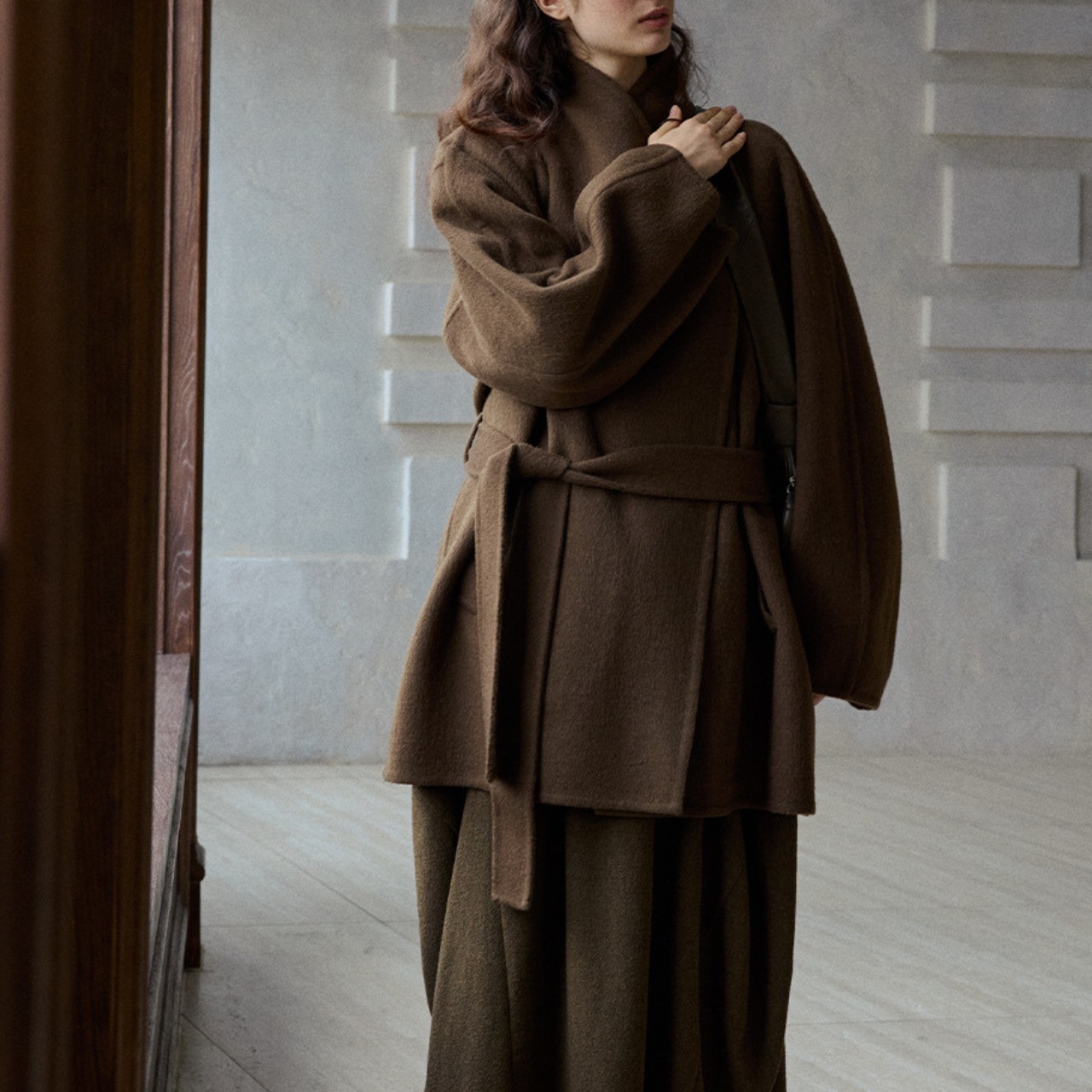 Wool Double-Faced Shawl Collar Coat T3766