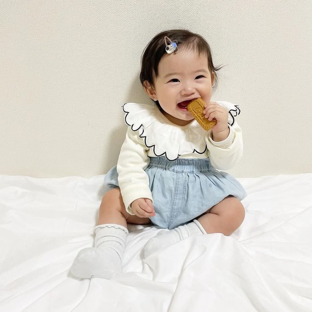 【お取り寄せ】キャンディーカラービックスカラップ襟ロンパース