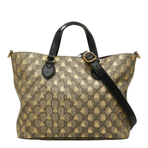 グッチ GGスプリーム ビー 蜂 ハンドバッグ ショルダーバッグ 2WAY 473887 ベージュ ブラック PVC レザー レディース GUCCI 【中古】