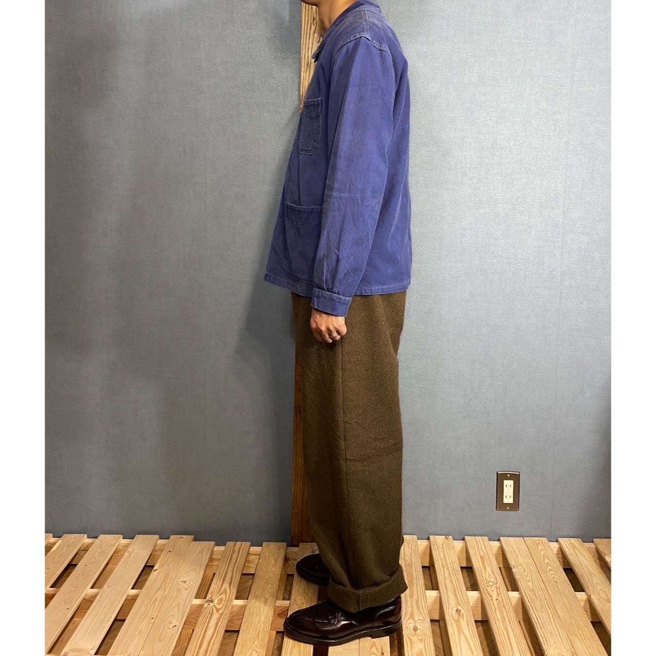 1940-50s】“Le Fort-Beau” French Cotton Twill Work Jacket With V
