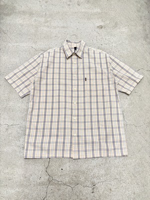 00s SILAS/Check S/S Shirt/E.C製/初期/M/チェック柄半袖シャツ/ベージュ/ユ－ロ/サイラス