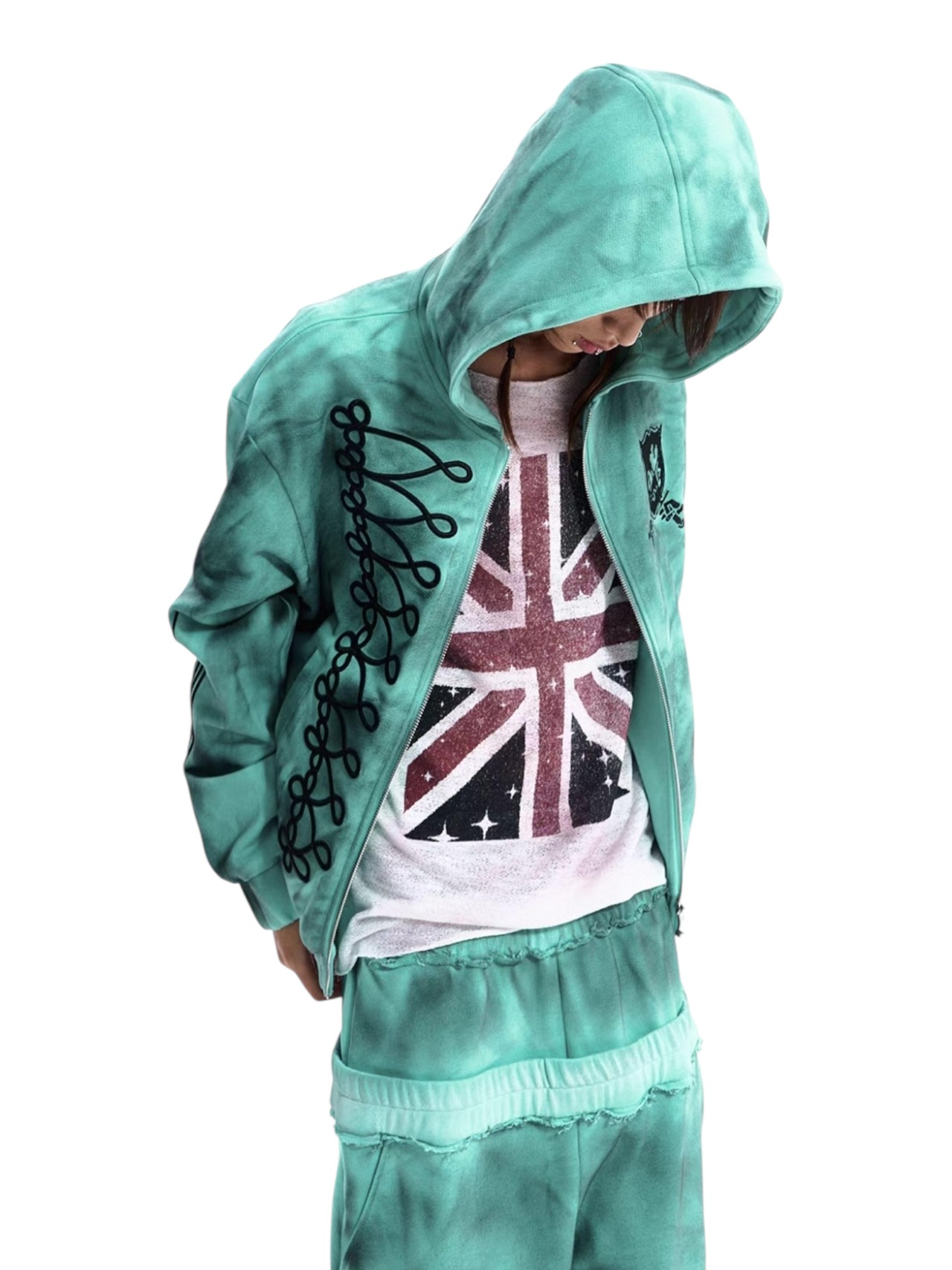 【STARTEXCEEDEND】EMBROIDERED ZIP UP HOODIE