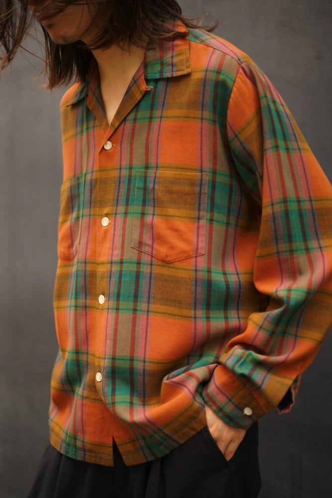 [BRENT] Vintage Ombre Check Open Collar Rayon Shirt [1960s-] Vintage Rayon  Shirt | beruf powered by BASE