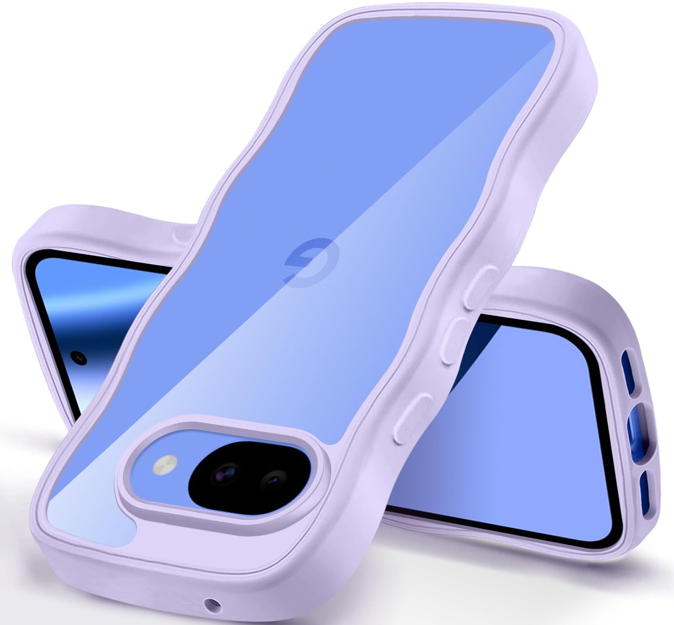 Yuanlai For Google Pixel 10A ケース クリア かわいい 波型 カバー 透明 超軽量 耐衝撃 ピクセル 10A スマホケース ストラップホール付き(パープル)