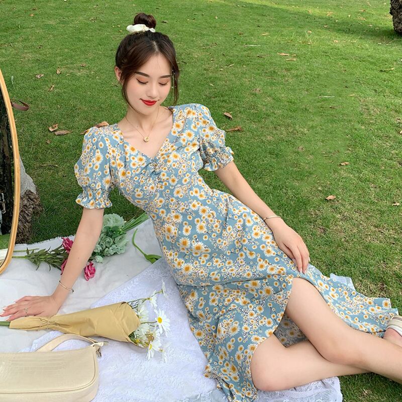 フローラルドレス サマースタイルスリーブスカート 夏物 花柄 スクウェア スーパーモール49466191215