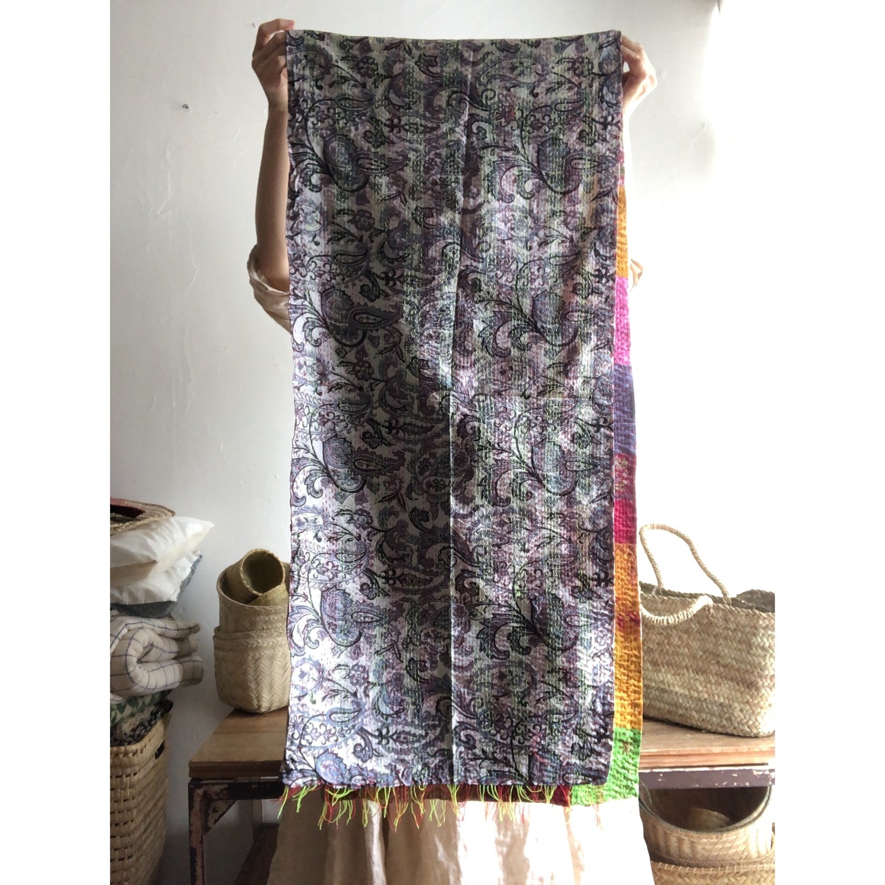 リサイクルサリーのカンタショール パッチワーク小09 インドの手仕事布 Mulaセレクト