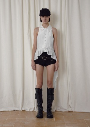 [BOHEMSEO] HALTER RUFFLE SHIRT, WHITE 正規品 韓国ブランド 韓国通販 韓国代行 韓国ファッション BOHEMIAN SEOUL ボヘミアンソウル 日本 店舗