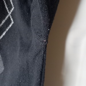 00s　XG　ハーフジップ　コットンニット　セーター　薄手　ハイゲージ　アーガイル　ブラック　XL